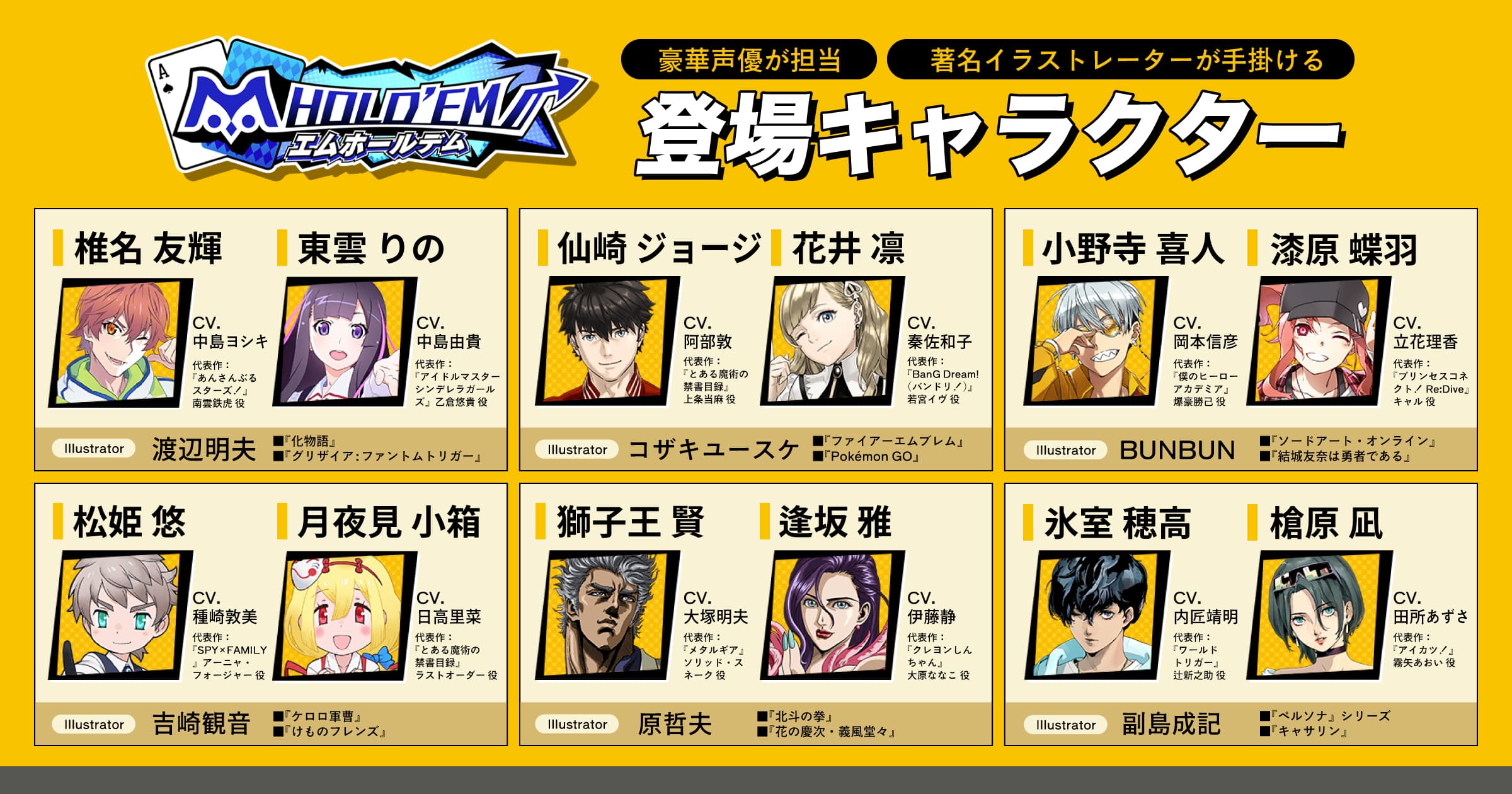 m HOLD'EM 登場キャラクター一覧